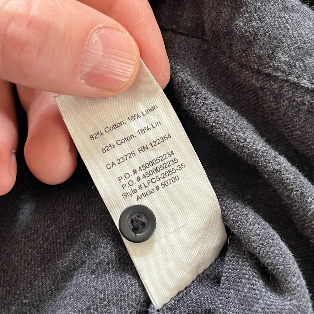 Two Linen/cotton Community Button-Up Shirts in Black and Charcoal XS - Picture 4 of 5